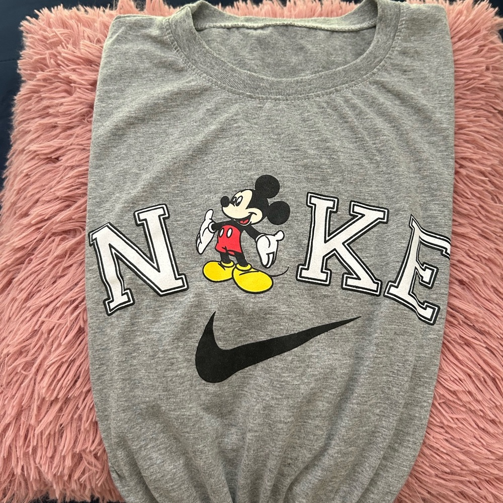 Nike Gray T-Shirt with Mickey Mouse Design